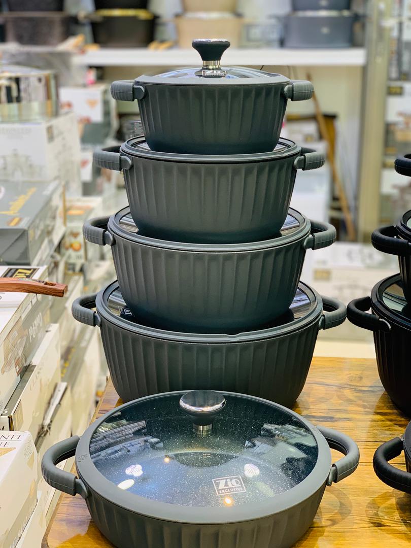 سرویس قابلمه ۱۰ پارچه Zio مدل ZCS-8700/5S32 و ZCS-8690/5S32 پخت و پز با پوشش گرانیتی روی چدن