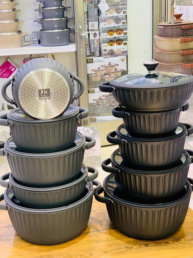 سرویس قابلمه ۱۰ پارچه Zio مدل ZCS-8700/5S32 و ZCS-8690/5S32 پخت و پز با پوشش گرانیتی روی چدن